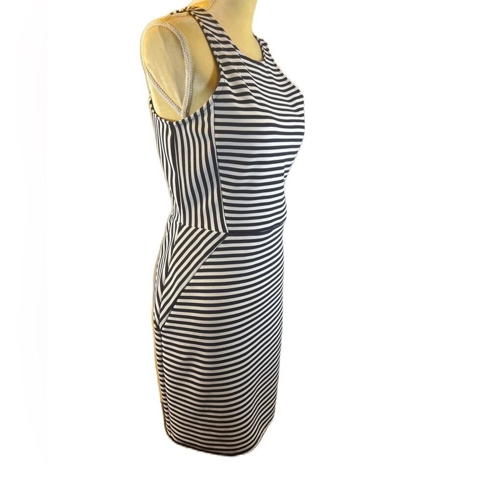 Monteau Navy White‎ Stripe Dress Size L